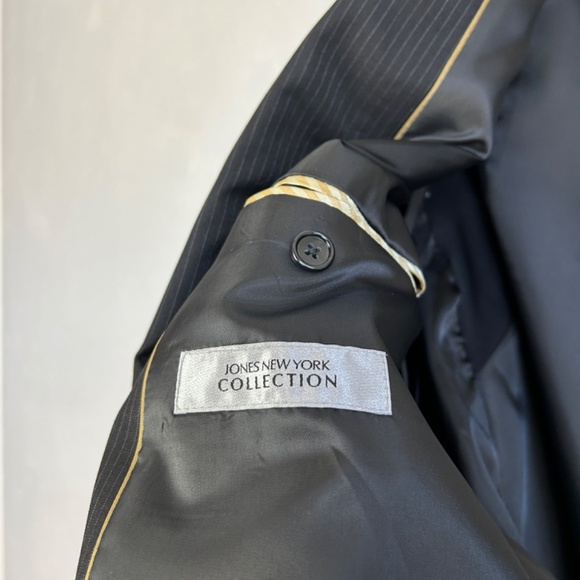 Jones New York Collection size 44L blazer 100% worsted wool black striped NEW - Picture 12 of 14